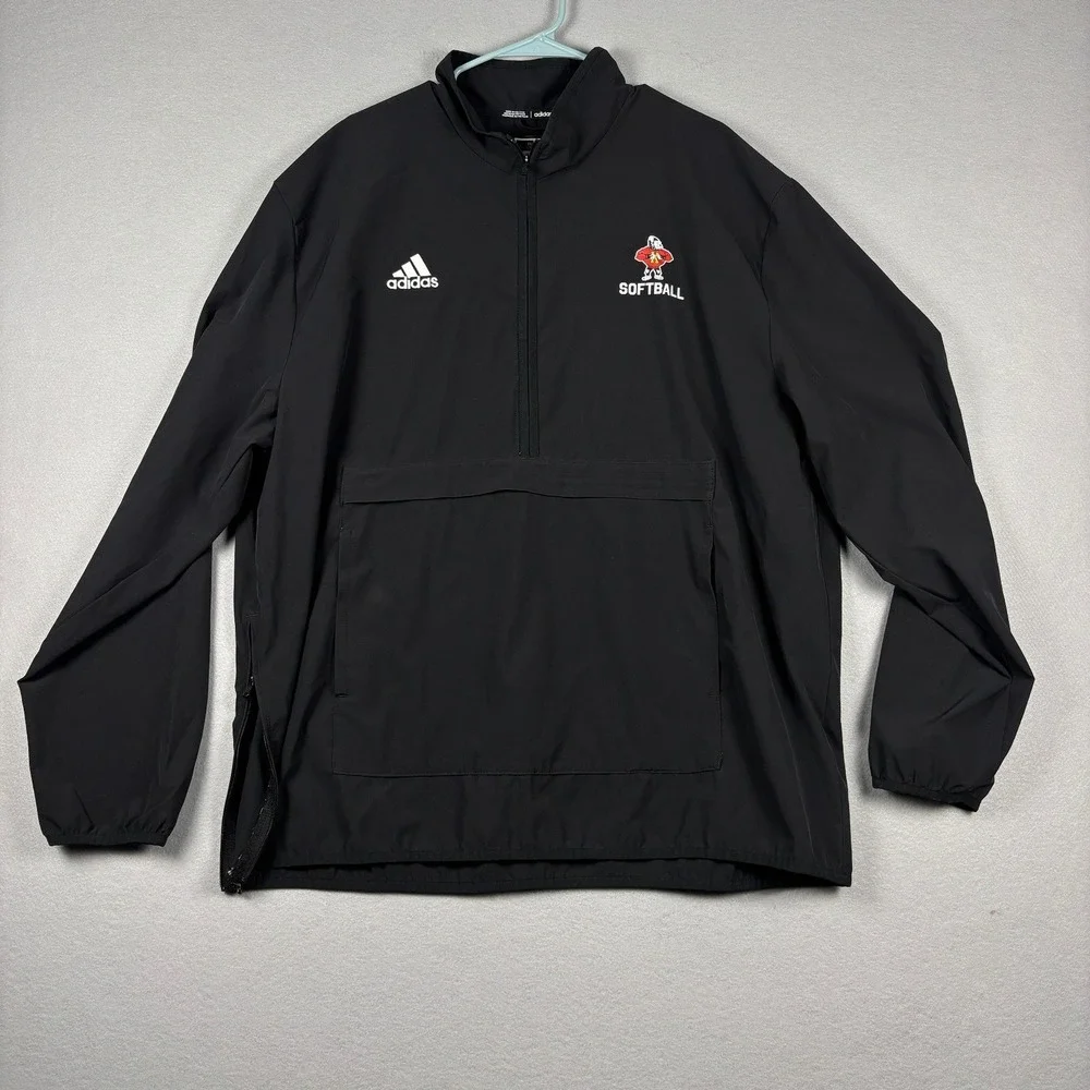 Adidas Softball 1/4 Zip Windbreaker Jacket Pullover XL Black IS1057